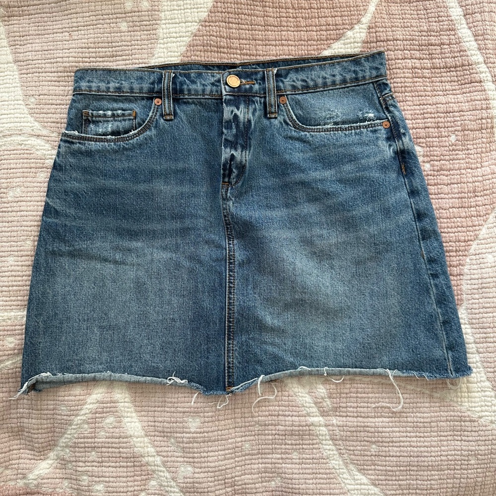 Blank NYC Distressed Denim A-Line Skirt